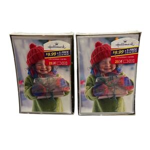 Vintage Hallmark Christmas Cards Boxed 46 Cards Total Girl Christmas Present USA